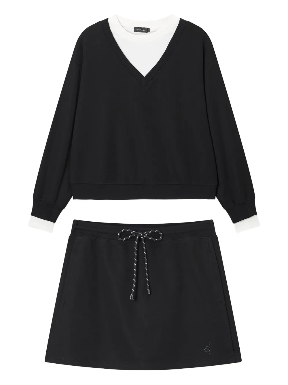 tout a coup contrast-trim skirt set - ブラック tout a coup contrast-trim skirt set - ブラック