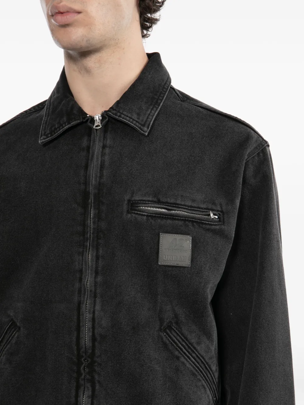 CHOCOOLATE Denim jack met logo Zwart