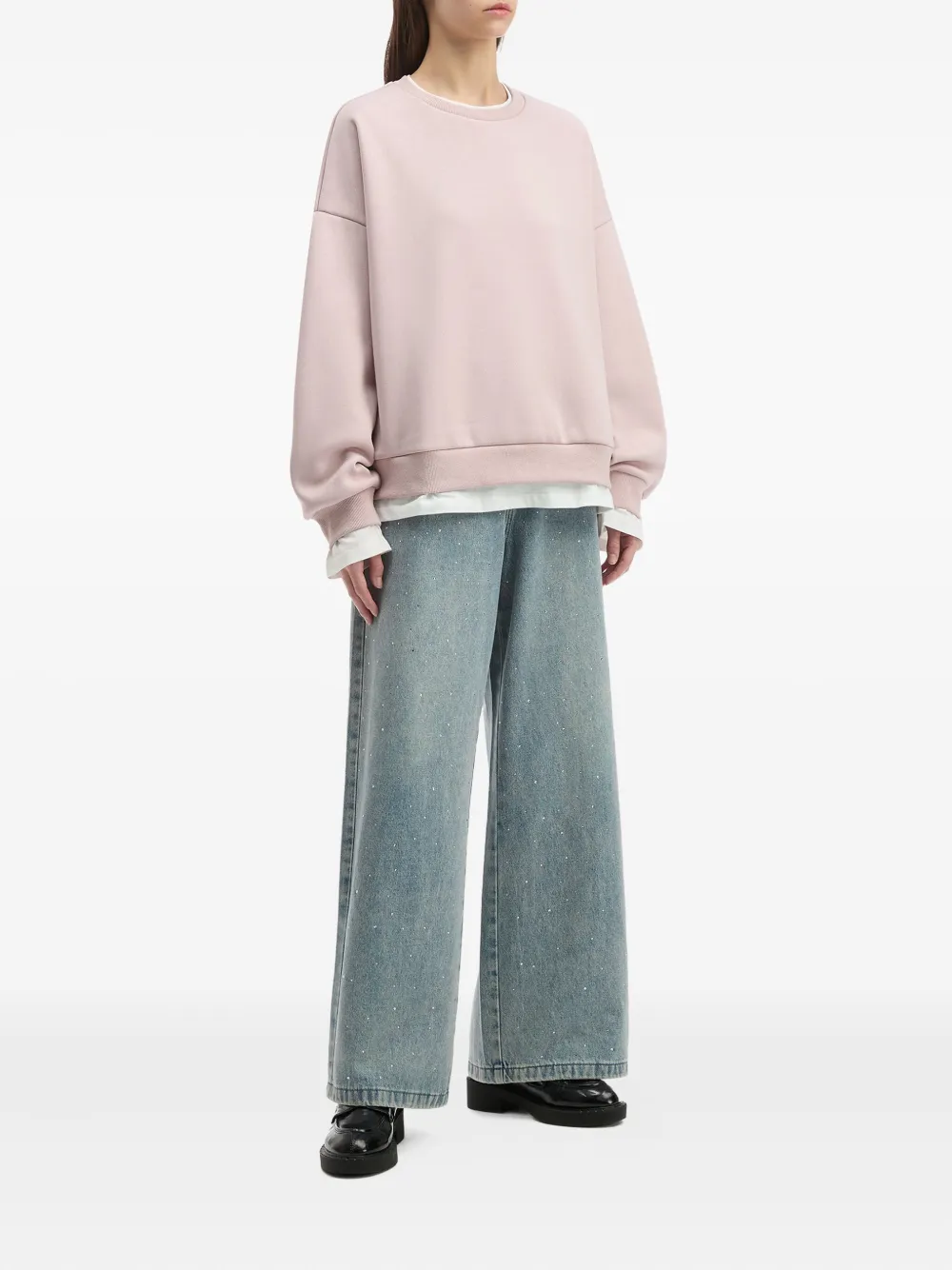 B+ab Double-layered Crew-neck Sweatshirt In Pink