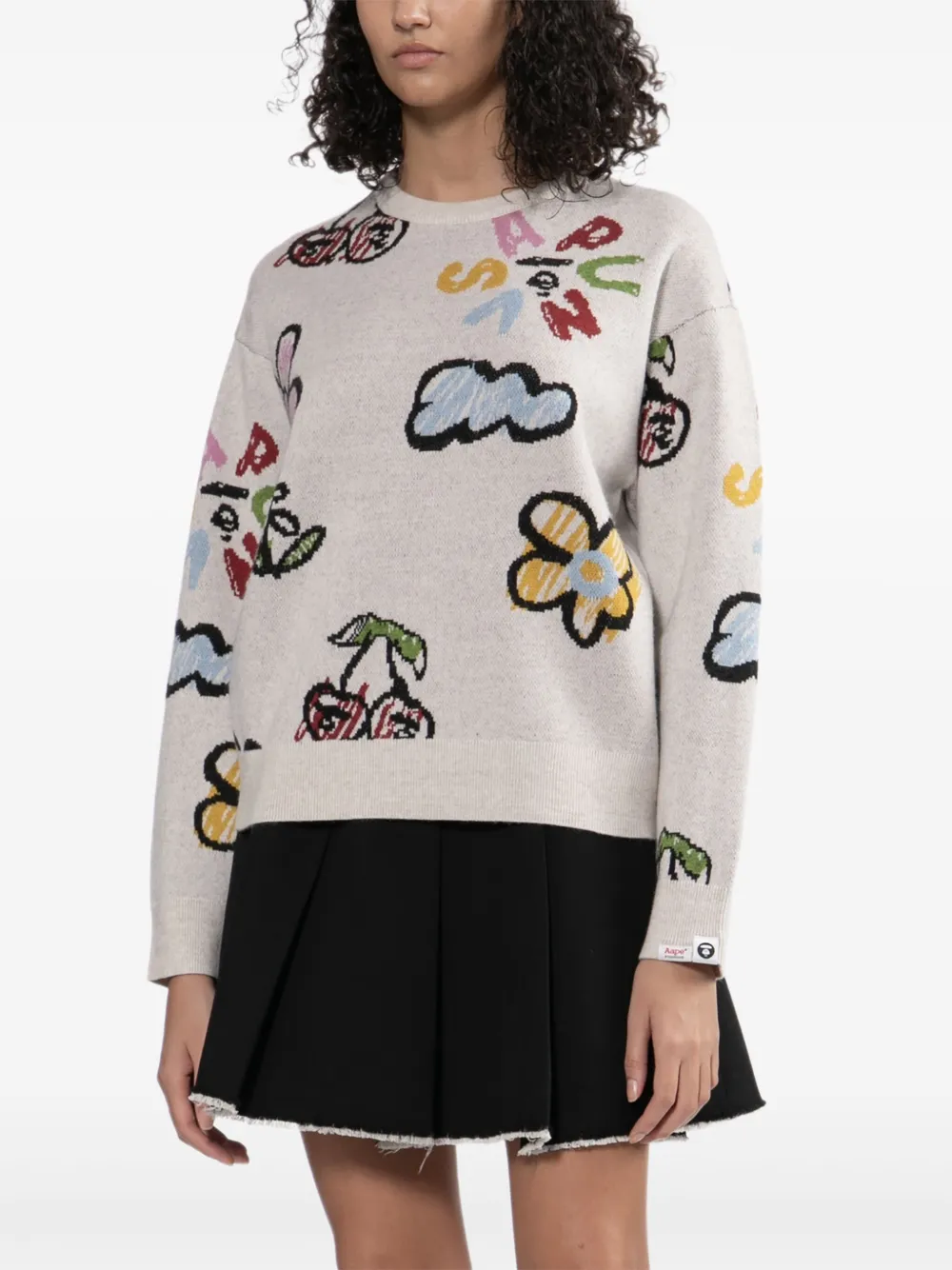 Aape By A Bathing Ape Graphic-print Jumper In Neutral