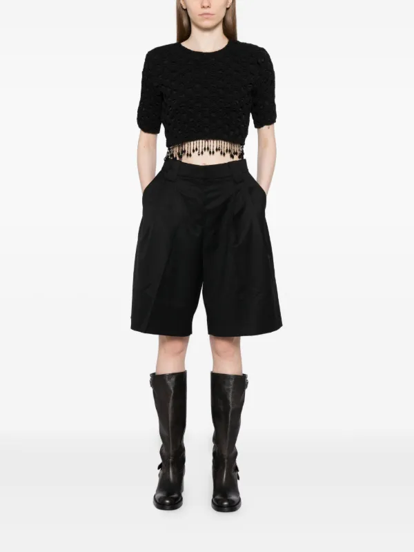 ganni キルティングショートパンツ ベルト付 黒 ブラック GANNI テーラードショーツ | ブラック | FARFETCH JP