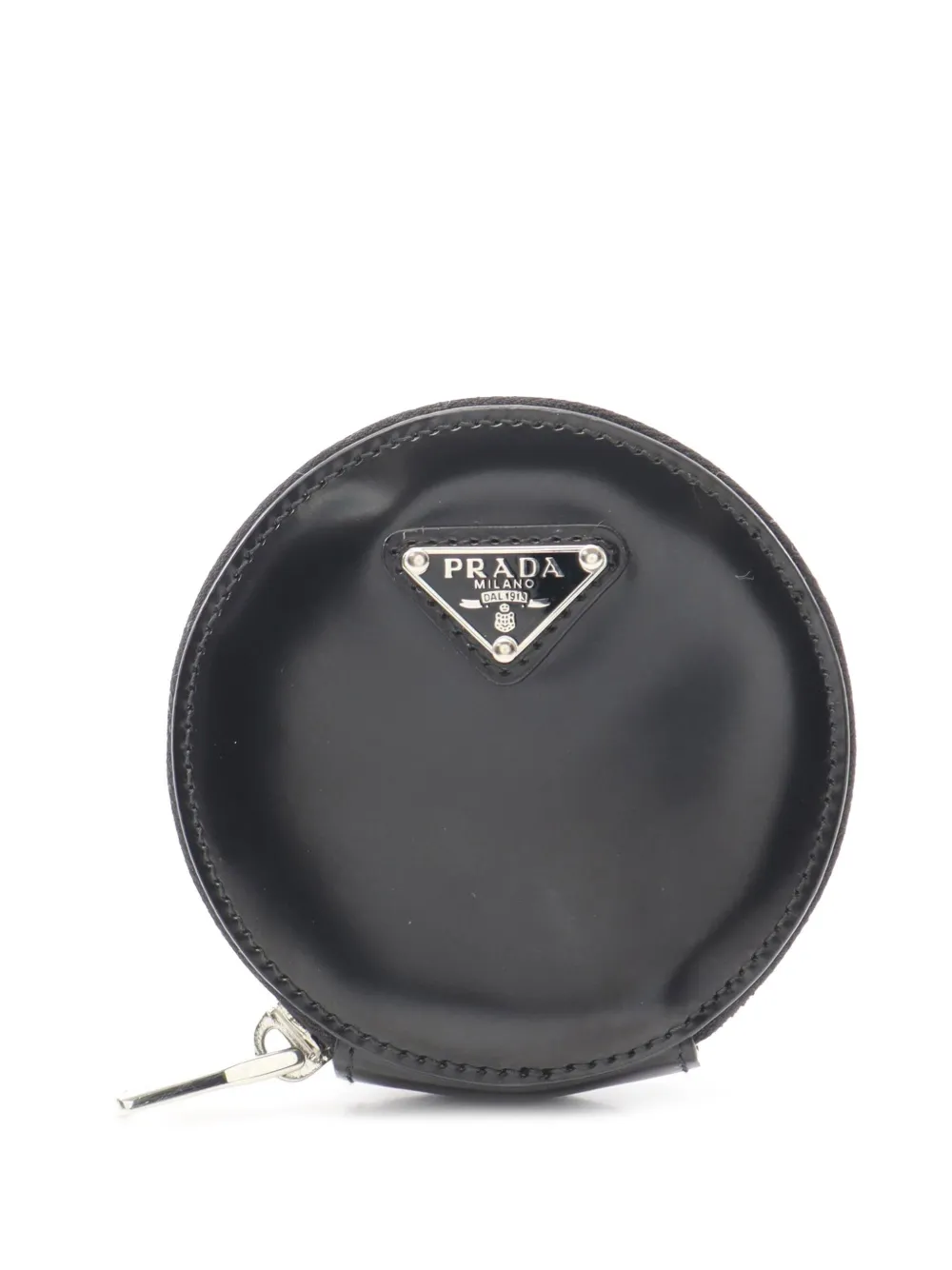 Prada Pre-Owned 2013-2025 Spazzolato ラウンド バッグチャーム コインケース - ブラック Prada Pre-Owned 2013-2025 Spazzolato ラウンド バッグチャーム コインケース - ブラック