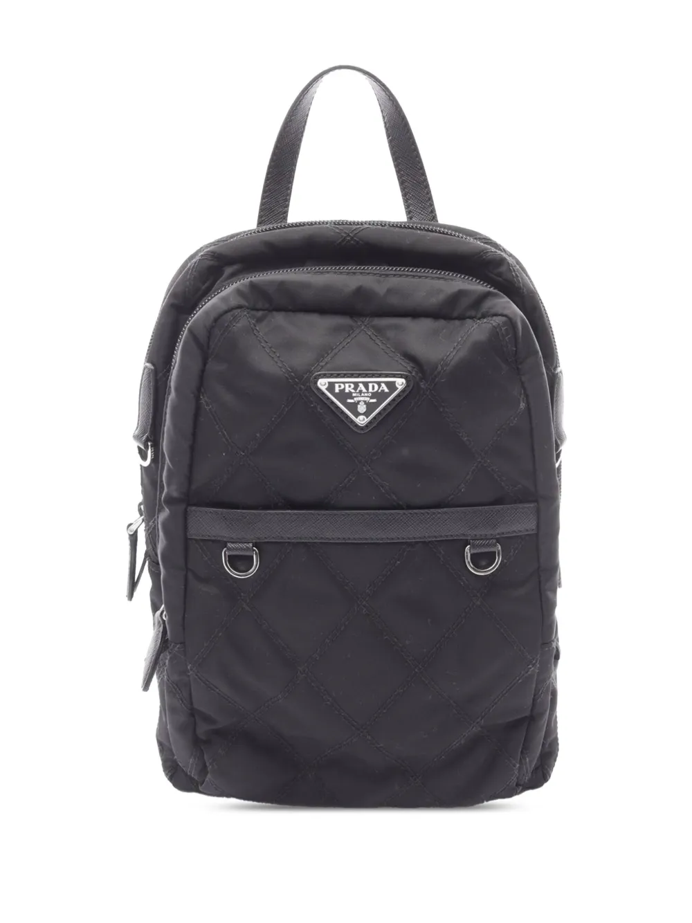 Prada Pre-Owned 2013-2025 サフィアーノトリム Impuntu テスート バックパック - ブラック Prada Pre-Owned 2013-2025 サフィアーノトリム Impuntu テスート バックパック - ブラック