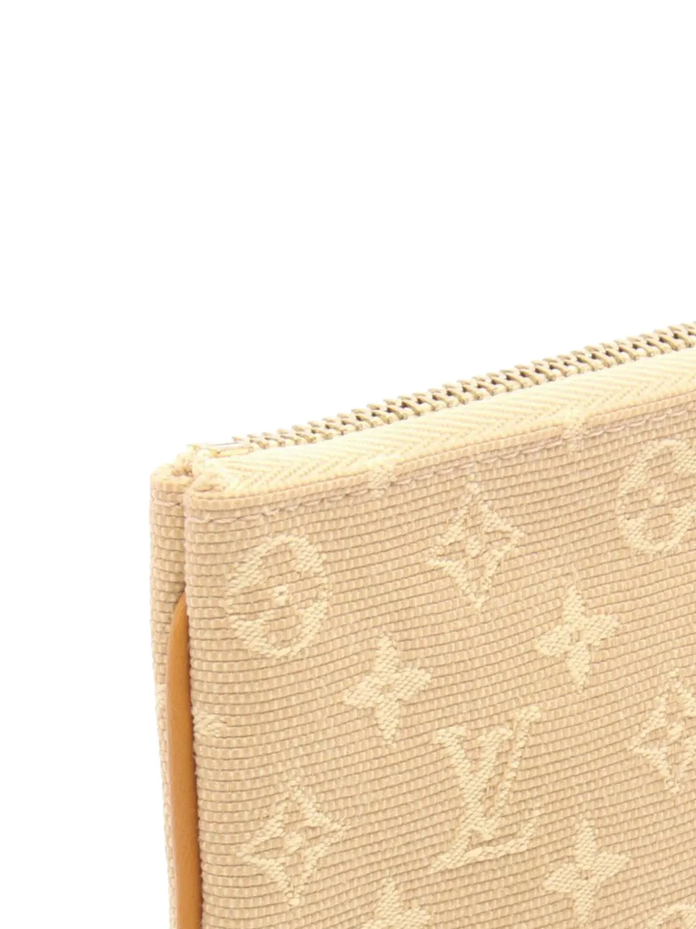 Pre-owned Louis Vuitton 2003 Monogram Mini Lin Pochette Cles Coin Pouch In Brown
