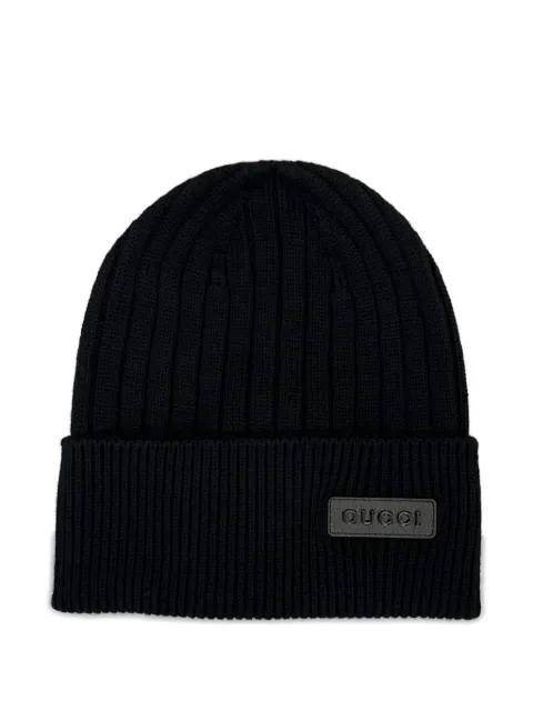 Gucci ribbed logo-plaque hat