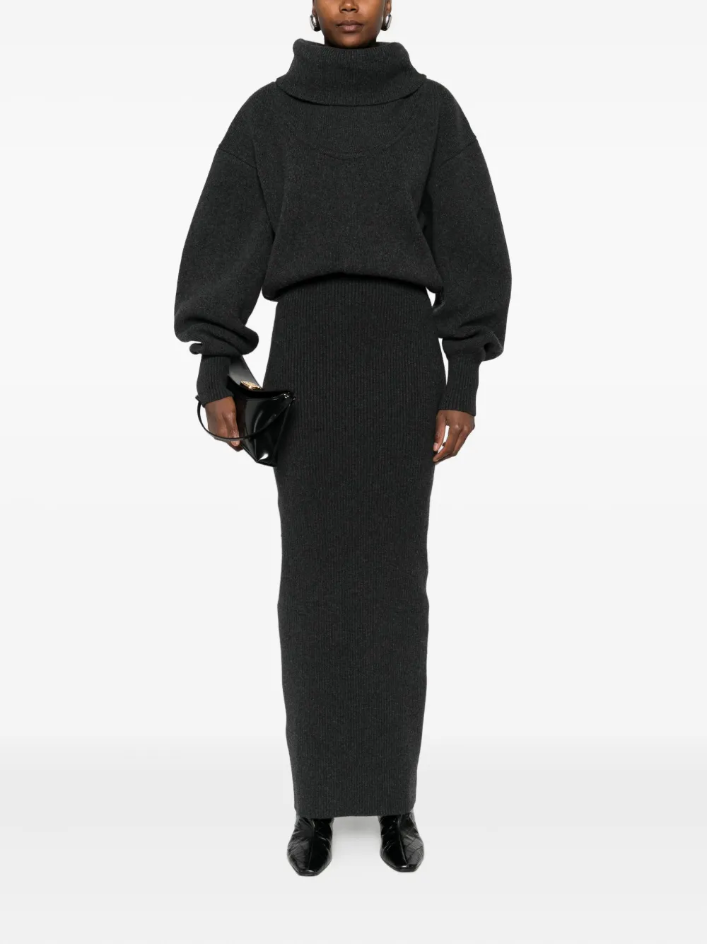 Jacquemus Wool-blend Turtleneck Dress In Gray