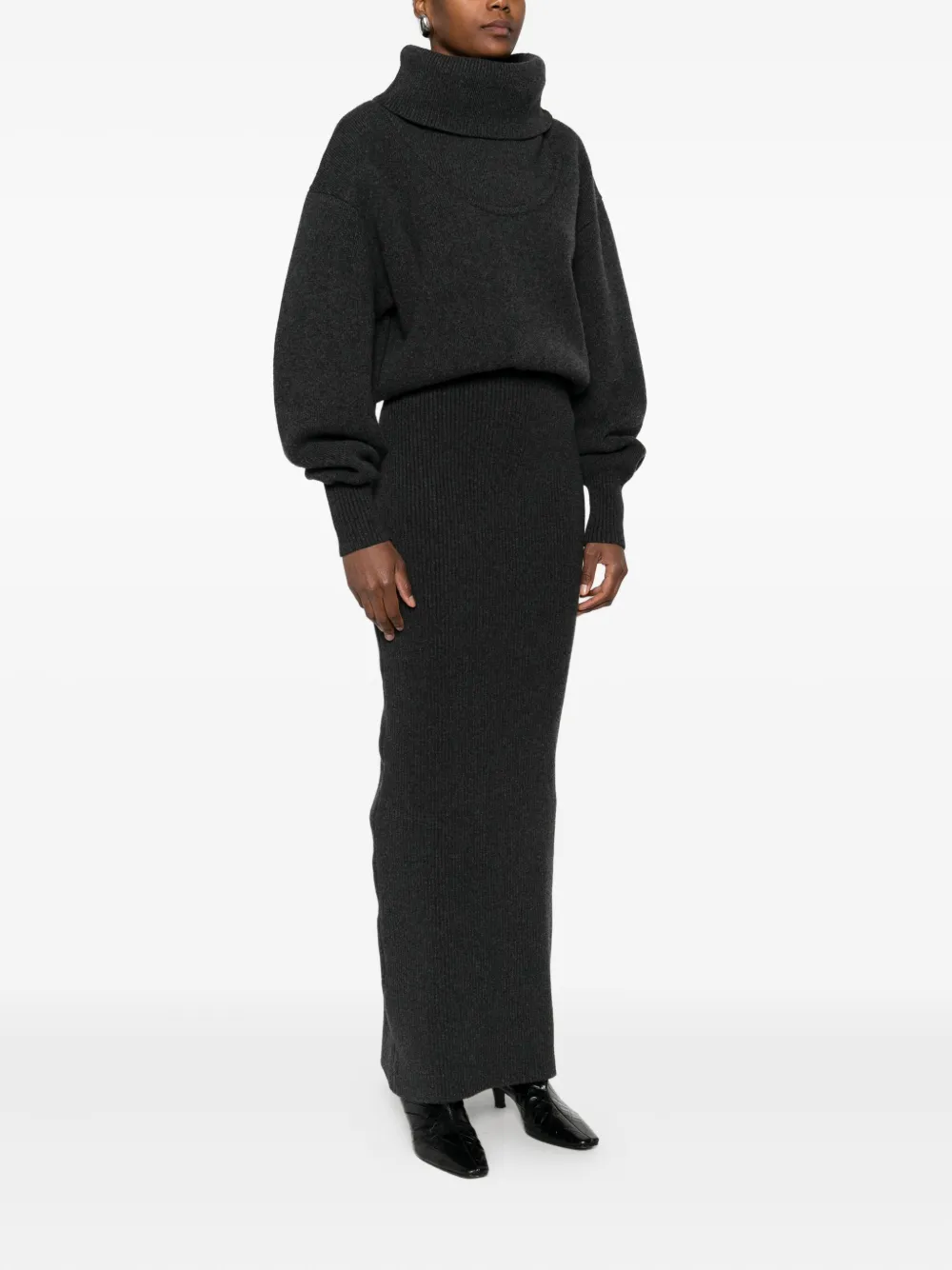 Jacquemus Wool-blend Turtleneck Dress In Gray