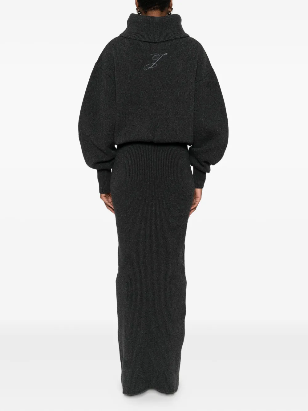 Jacquemus Wool-blend Turtleneck Dress In Gray