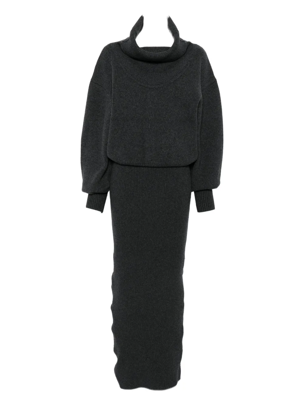 Jacquemus Wool-blend Turtleneck Dress In Gray