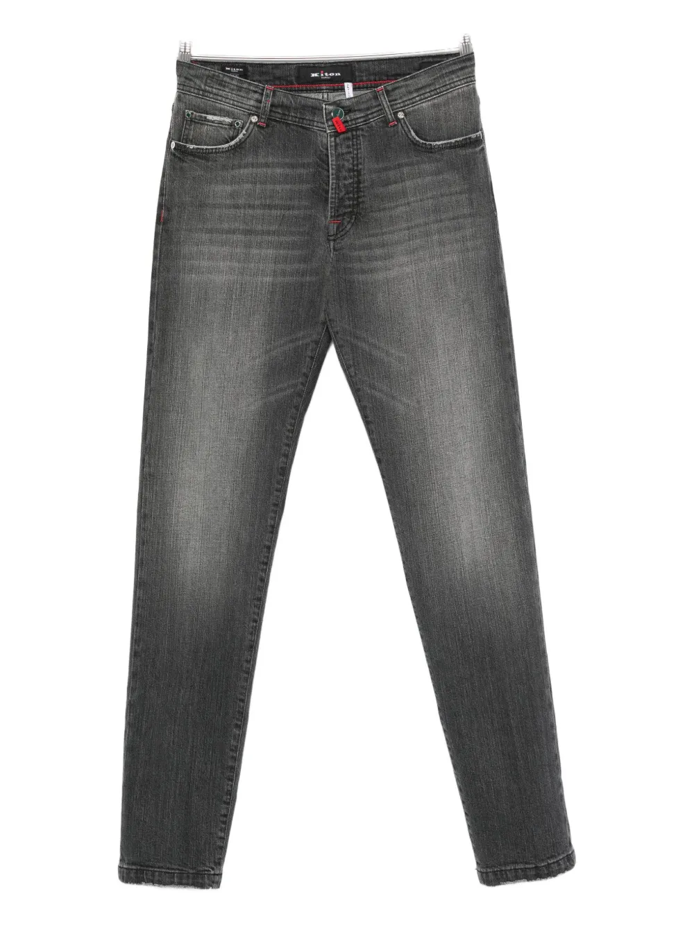 Kiton Cotton Tapered Jeans In Gray