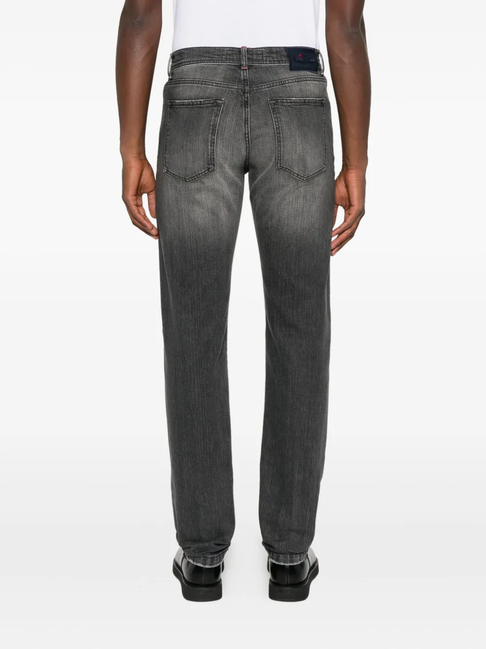 Kiton Cotton Tapered Jeans In Gray
