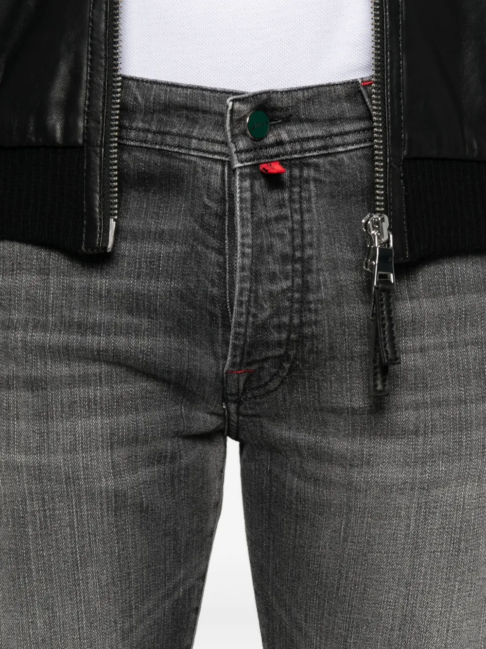 Kiton Cotton Tapered Jeans In Gray