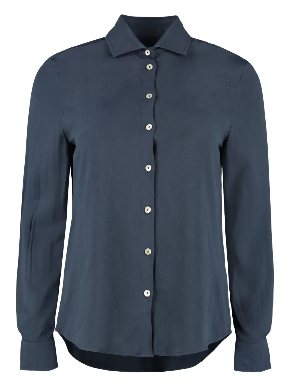Barba Napoli Long-sleeve Silk Shirt In Blue