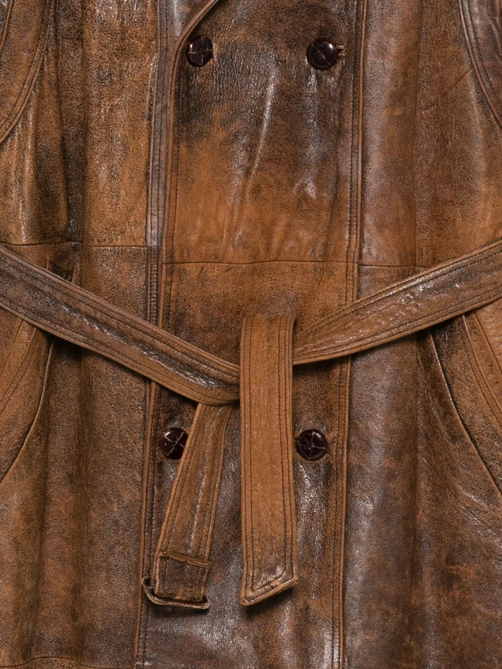 Pre-owned A.n.g.e.l.o. Vintage Cult 1990s Double-breasted Belted Coat In Brown