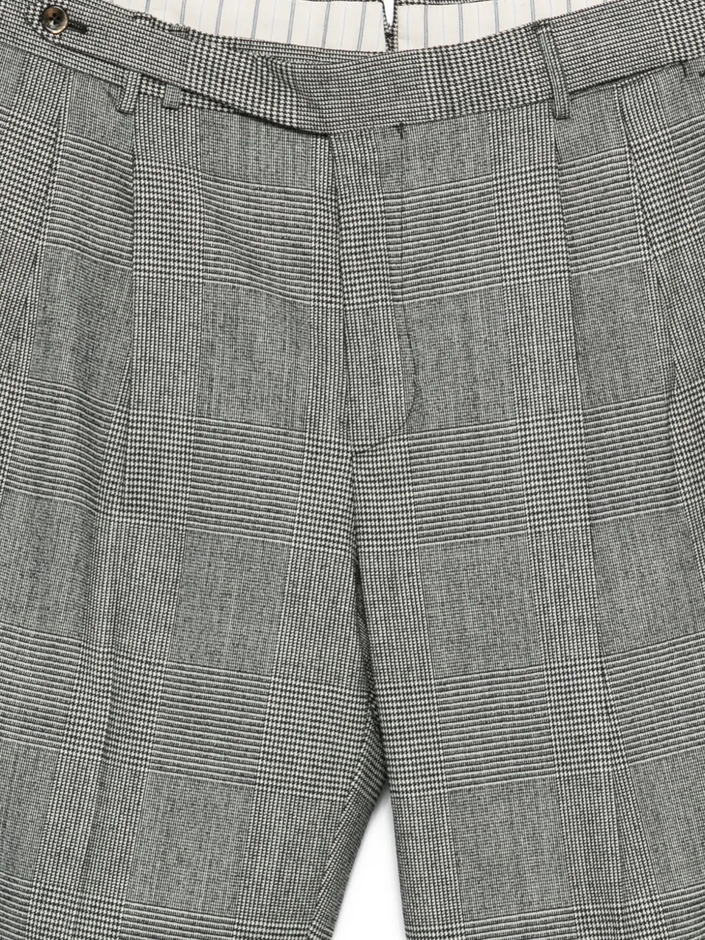 PT Torino Geruite wollen broek met cuffs Grijs