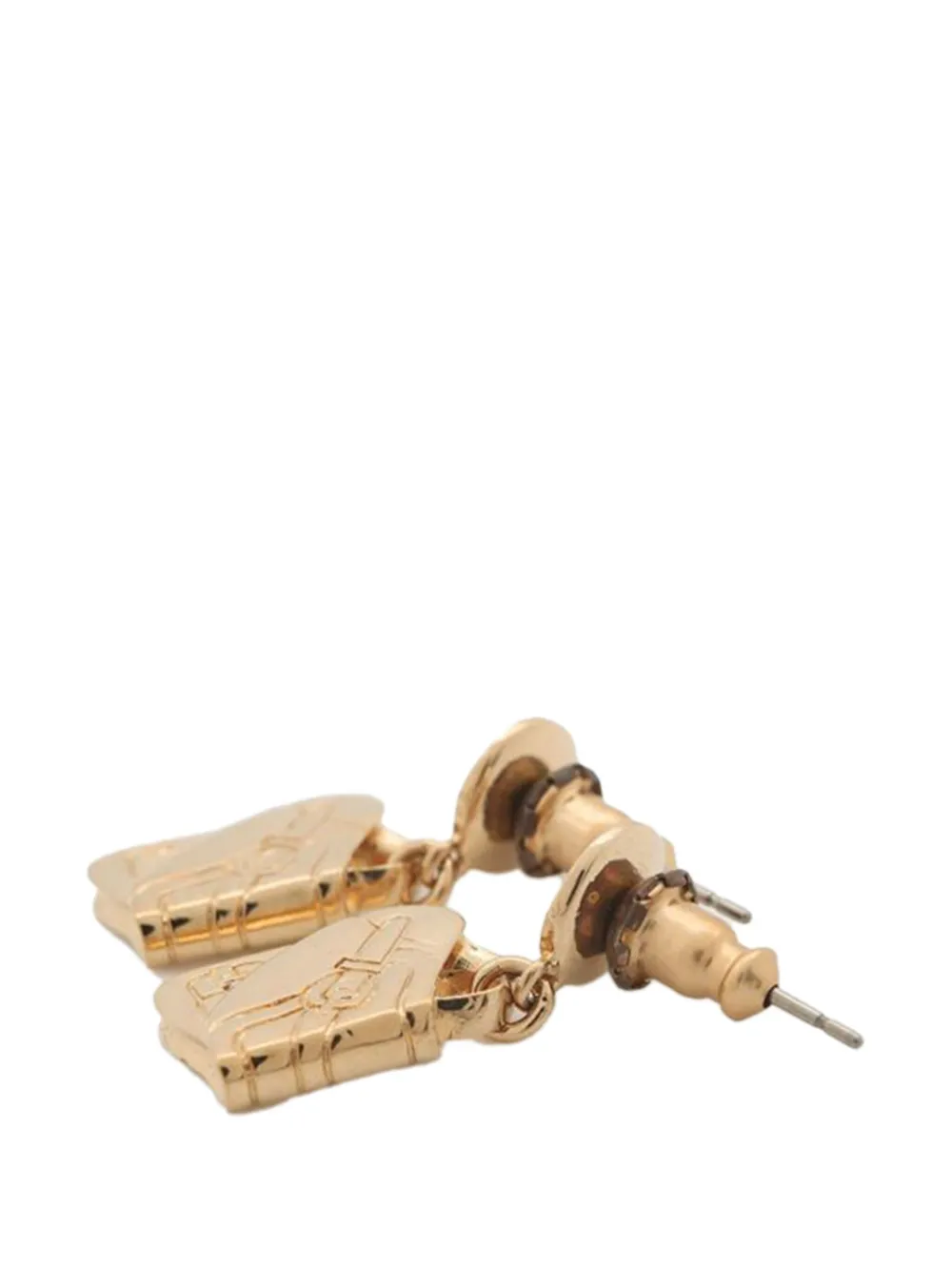 Christian Dior Pre-Owned 1990-2025 Gold Plated Saddlebag Drop Bullet Back Earrings costume earrings | Image 2