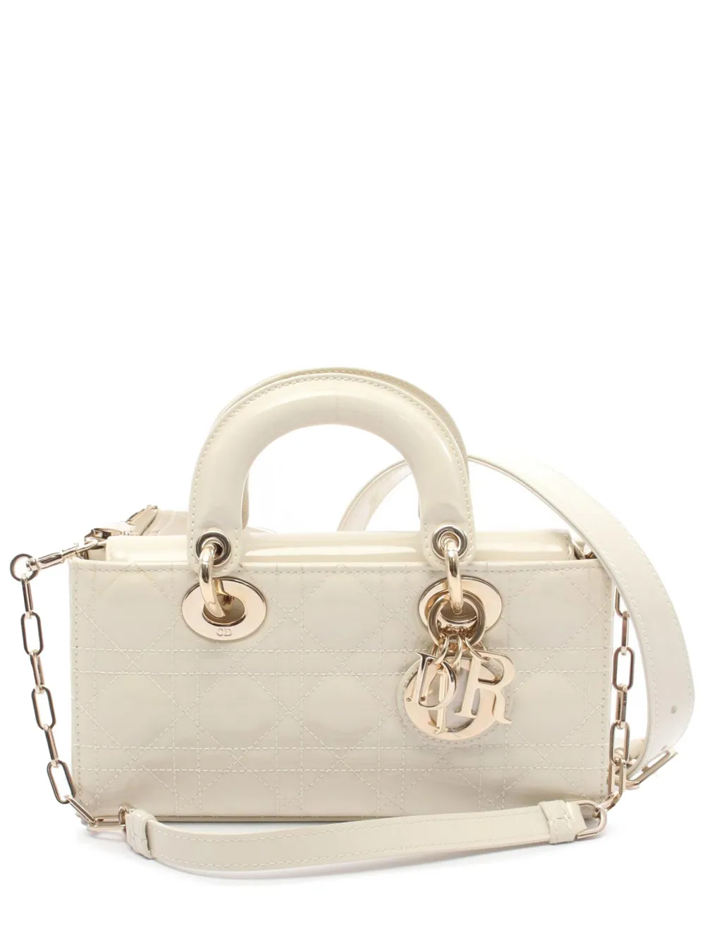 Christian Dior Pre-Owned 2022 エナメルカナージュ レディ D ジョイ サッチェルバッグ S - ホワイト Christian Dior Pre-Owned 2022 エナメルカナージュ レディ D ジョイ サッチェルバッグ S - ホワイト