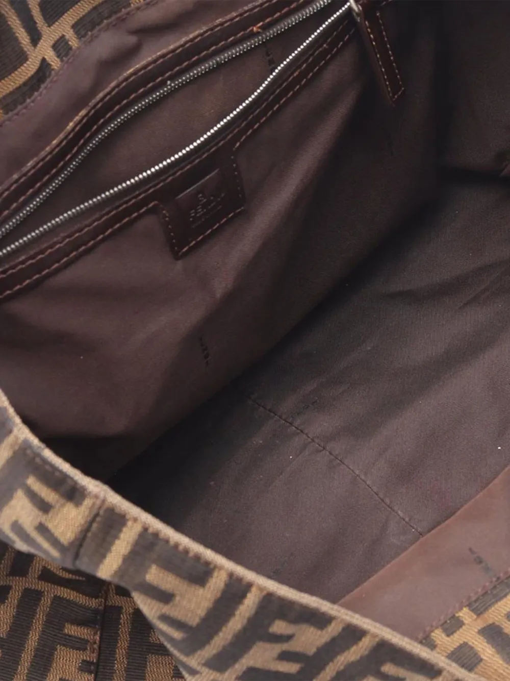 Pre-owned Fendi 2000-2010 Large Zucca Canvas Twins Tote Bag In Brown