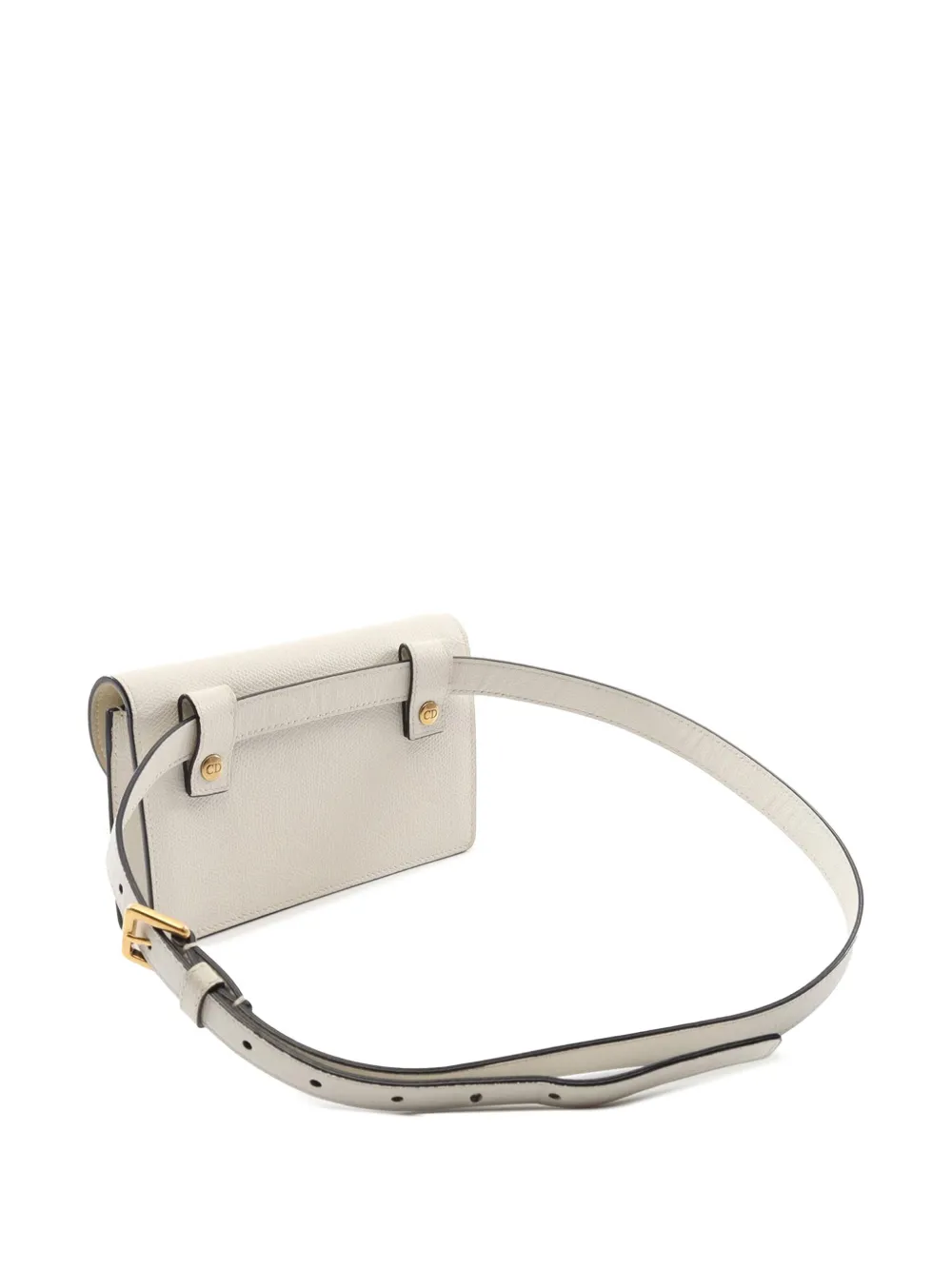 Pre-owned Dior 2010-2025 Grained Calfskin Saddle Pouch Belt Bag In White