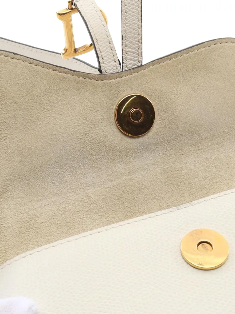 Pre-owned Dior 2010-2025 Grained Calfskin Saddle Pouch Belt Bag In White