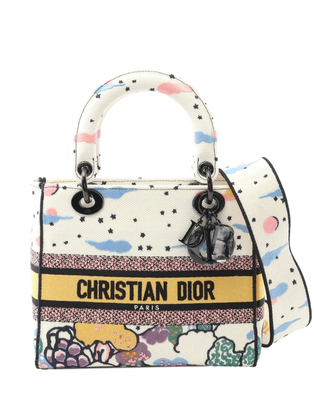 Christian Dior Pre-Owned 2021-2025 ミディアム キャンバス エンブロイダリー Ciel De Reve Christian Dior Pre-Owned 2021-2025 ミディアム キャンバス エンブロイダリー Ciel De Reve