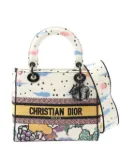 Christian Dior Pre-Owned 2021-2025 Medium Canvas Embroidered Ciel De Reve Lady D Lite satchel - White