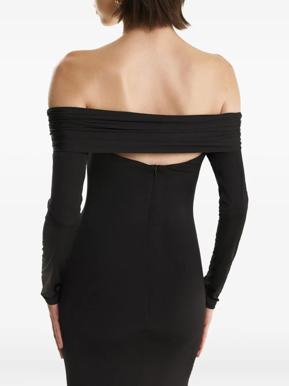 2310 Studio Off-shoulder Long-sleeve Maxi Dress In Black