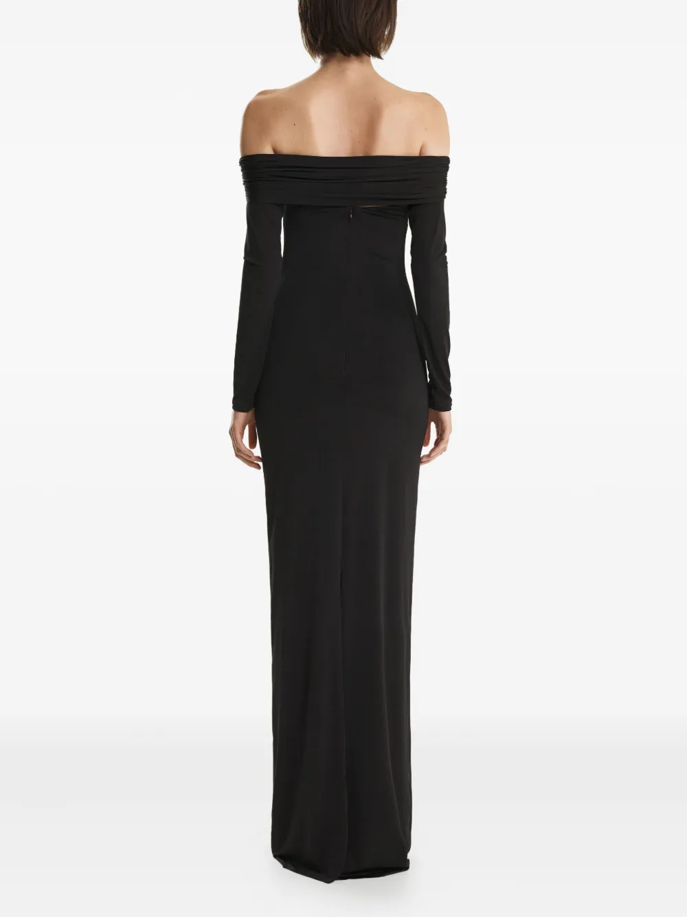 2310 Studio Off-shoulder Long-sleeve Maxi Dress In Black