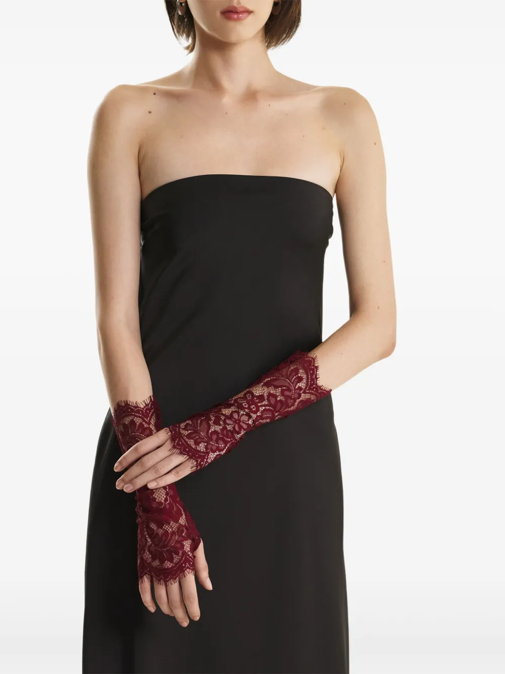 2310 STUDIO floral-trimmed gloves | Red | Image 1