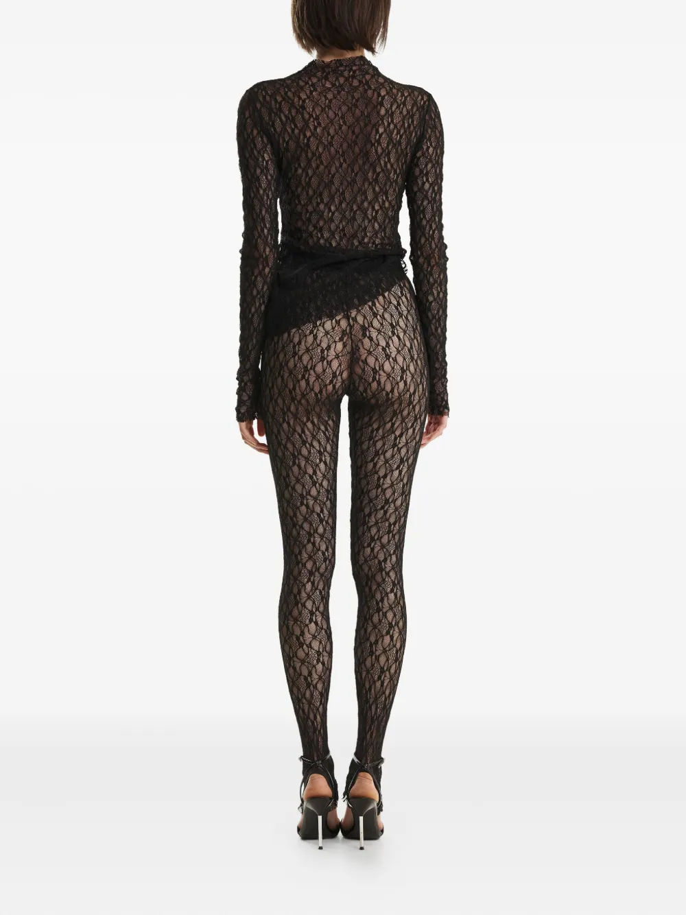 2310 Studio Lace-pattern High-neck Top In Black