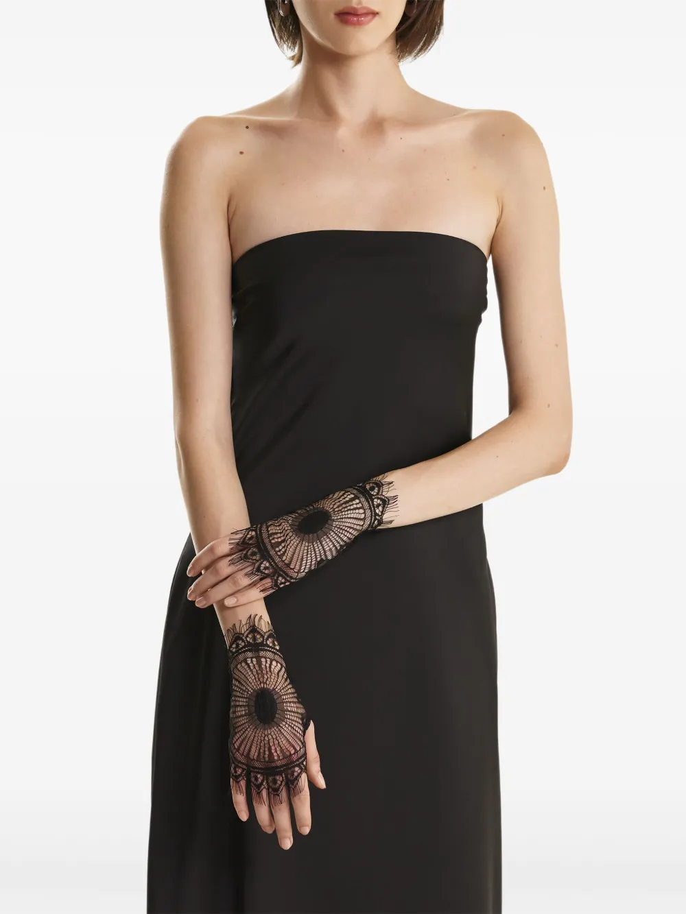 2310 STUDIO lace-detailed fringed gloves | Black | Image 1