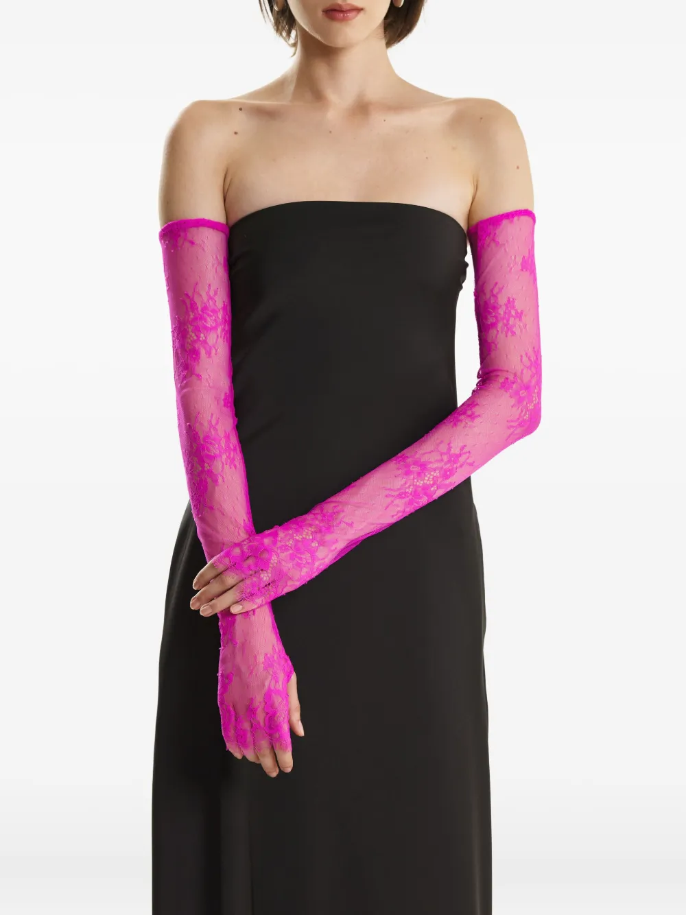 2310 Studio Lace-detailed Long Gloves In Pink