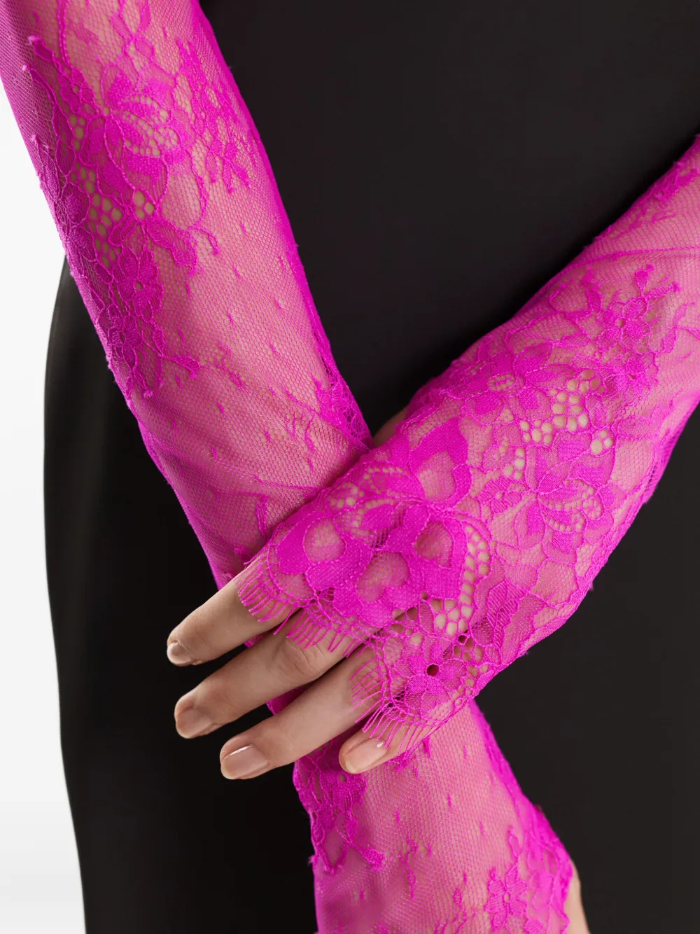 2310 STUDIO lace-detailed long gloves - Roze