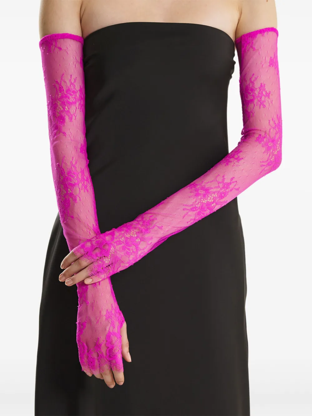 2310 STUDIO lace-detailed long gloves | Pink | Image 1