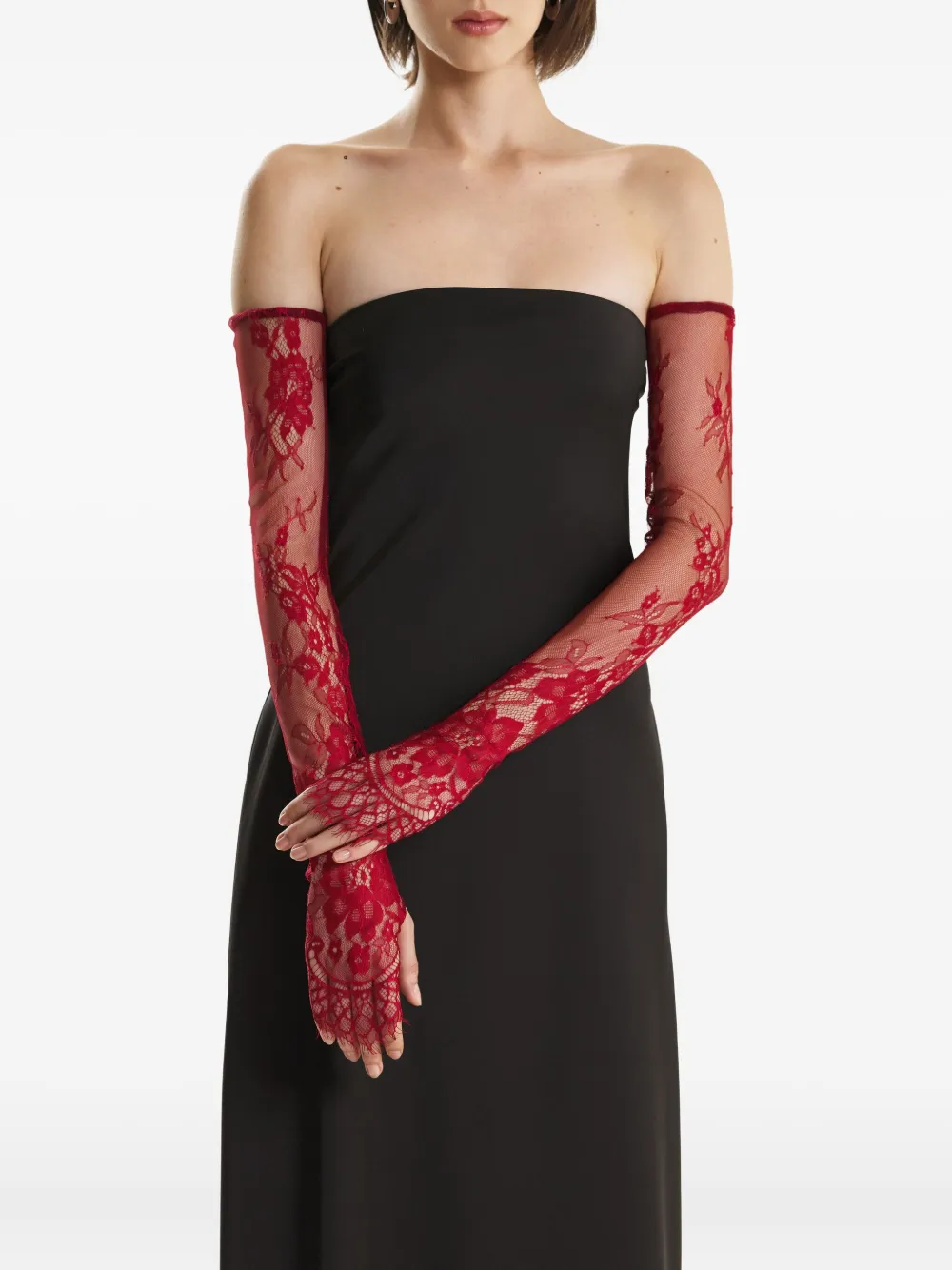 2310 STUDIO lace-floral gloves | Red | Image 1