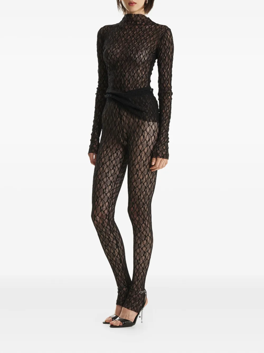 2310 Studio Lace-pattern Trousers In Black