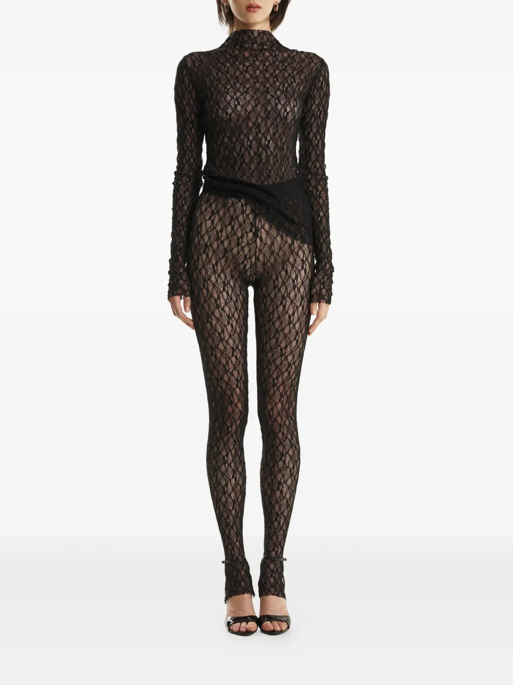 2310 STUDIO Broek met kanten patroon - Zwart