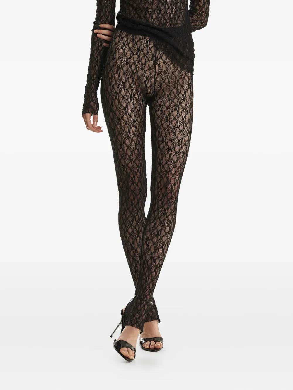 2310 STUDIO lace-pattern trousers | Black | Image 1