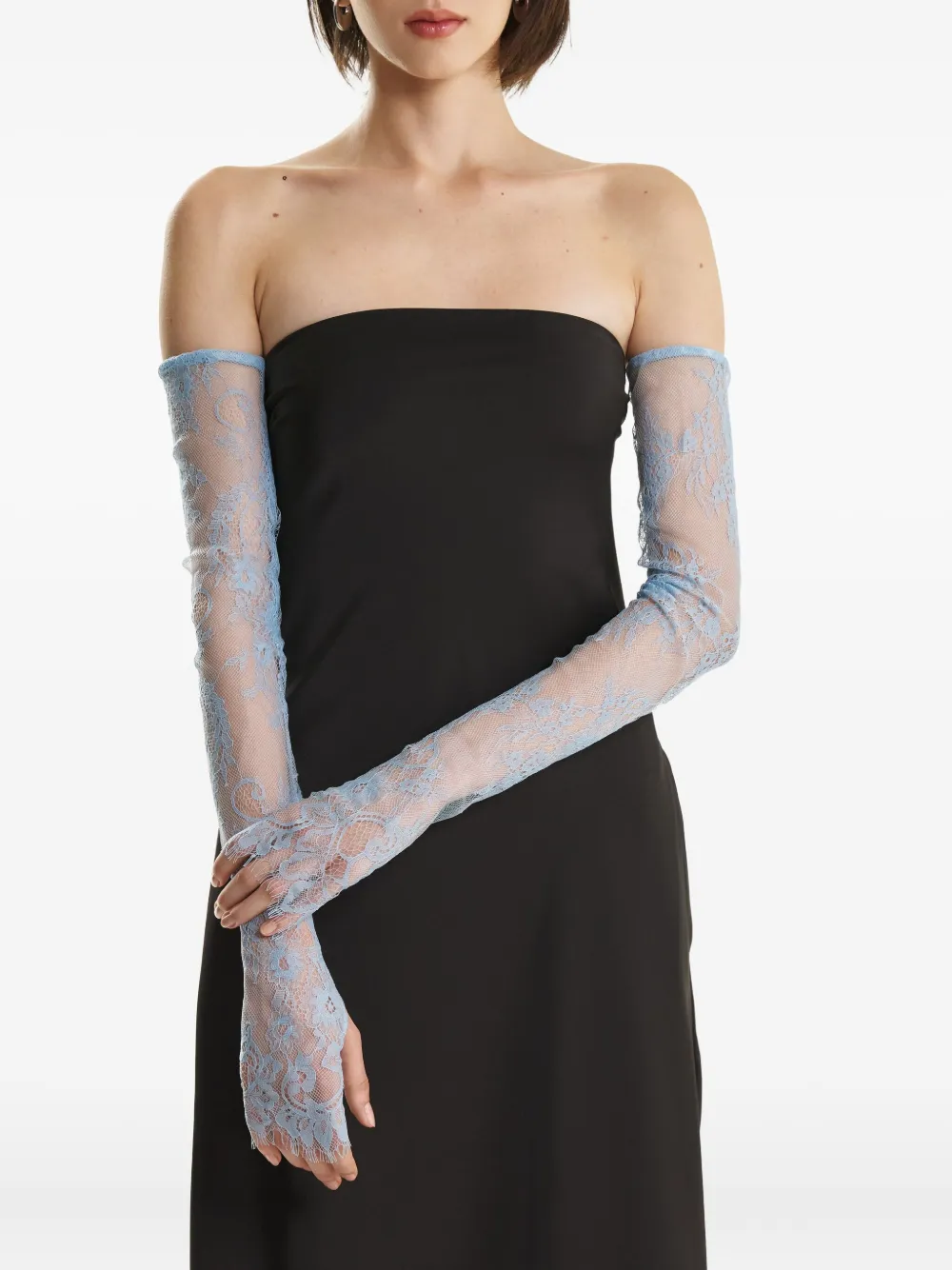 2310 STUDIO lace-trimmed gloves | Blue | Image 1