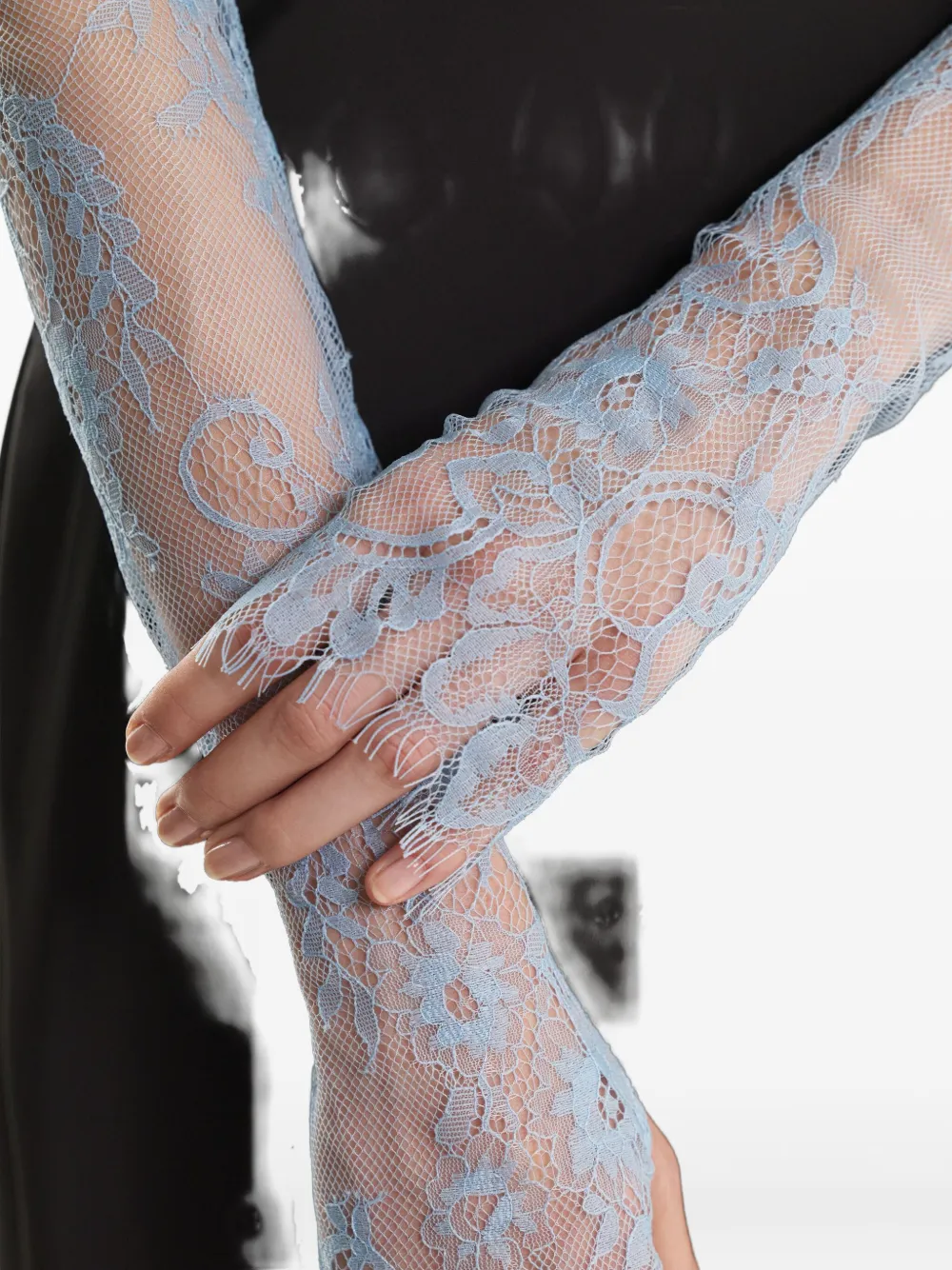 2310 STUDIO lace-trimmed gloves - Blauw