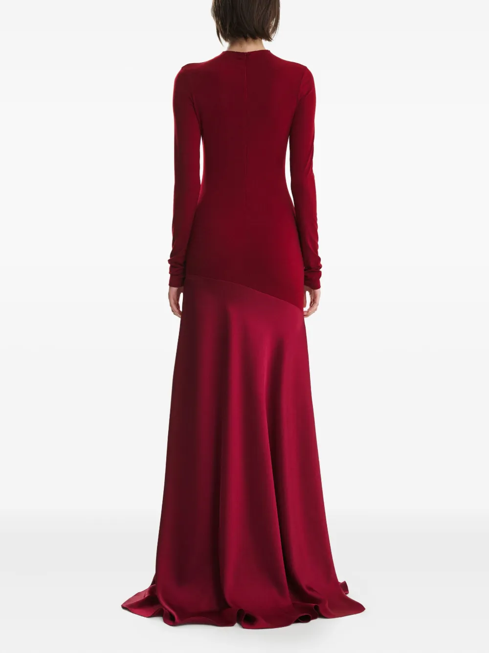 2310 Studio Long-sleeve Flared Maxi Dress In Burgundy