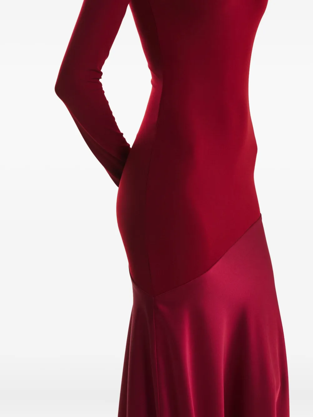 2310 Studio Long-sleeve Flared Maxi Dress In Burgundy