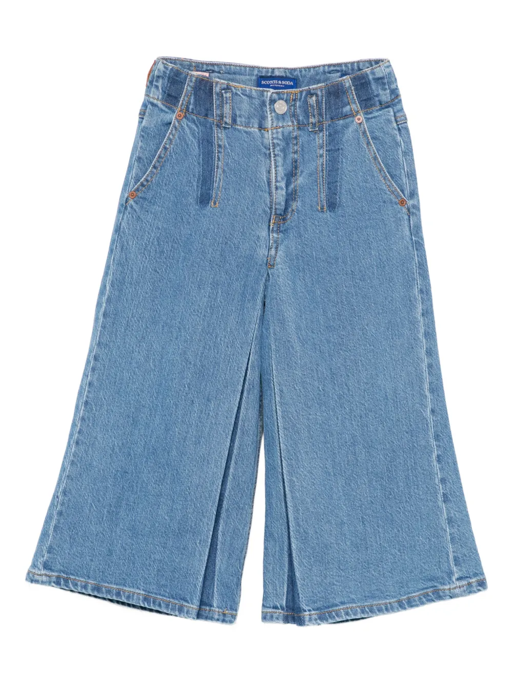 Scotch & Soda Pleated Wide-leg Trousers In Blue