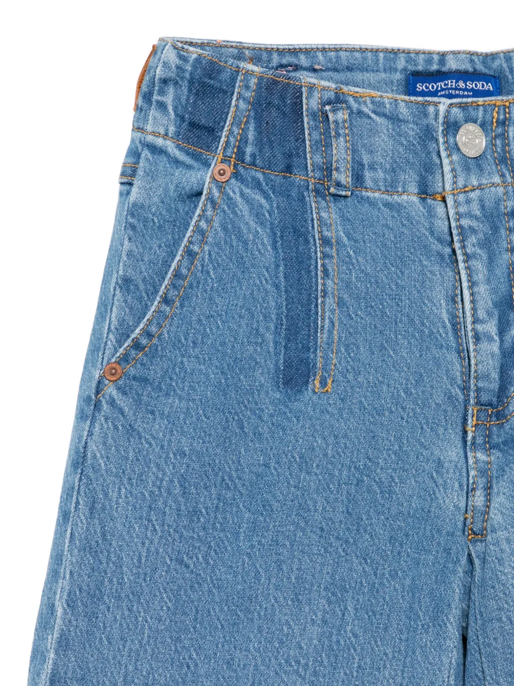 Scotch & Soda Pleated Wide-leg Trousers In Blue