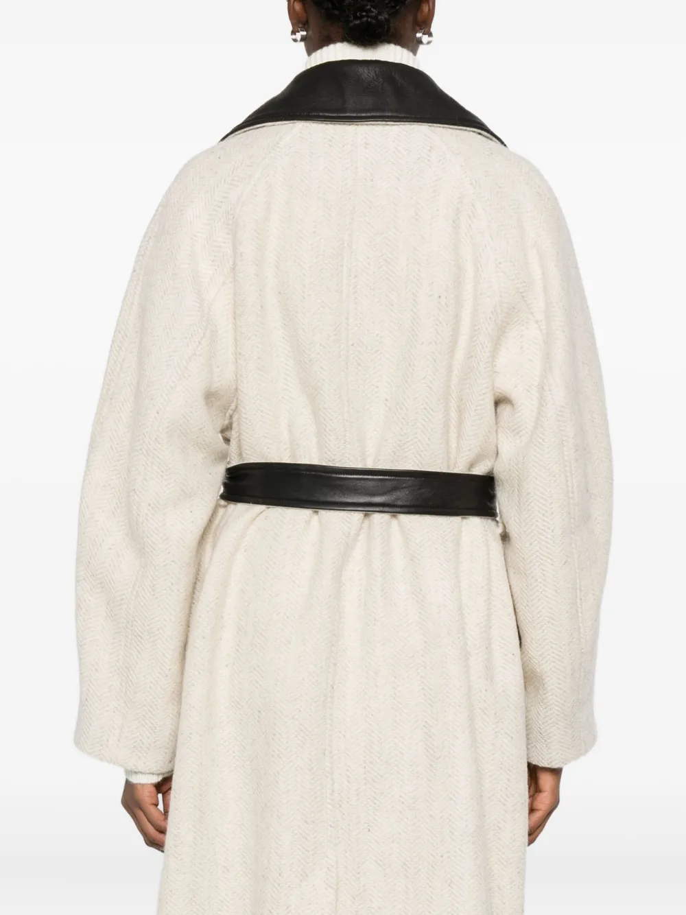 Mark Kenly Domino Tan Cibel Wool Double-breasted Coat In White