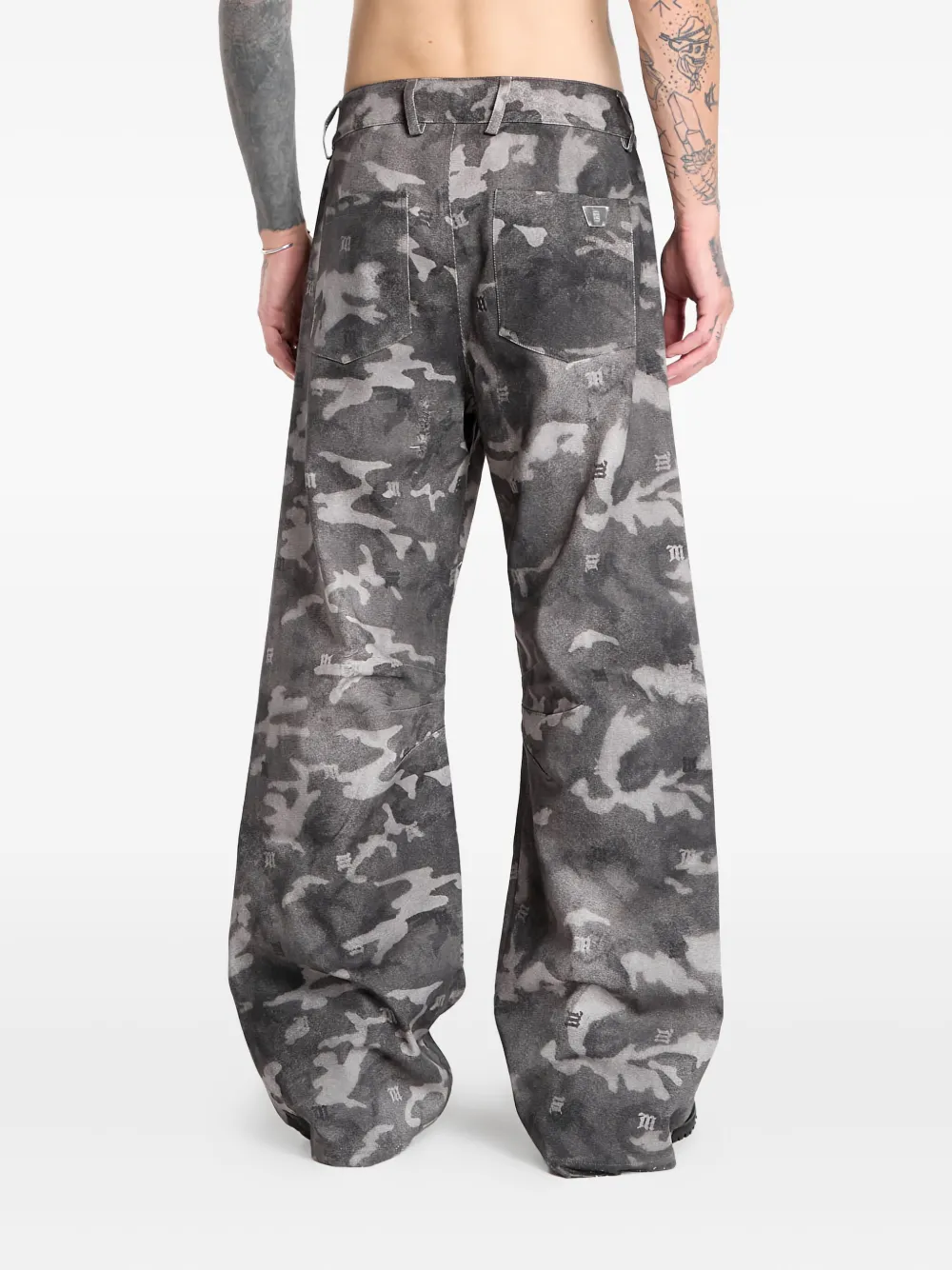 Misbhv Camo-print Log-detail Trousers In Gray