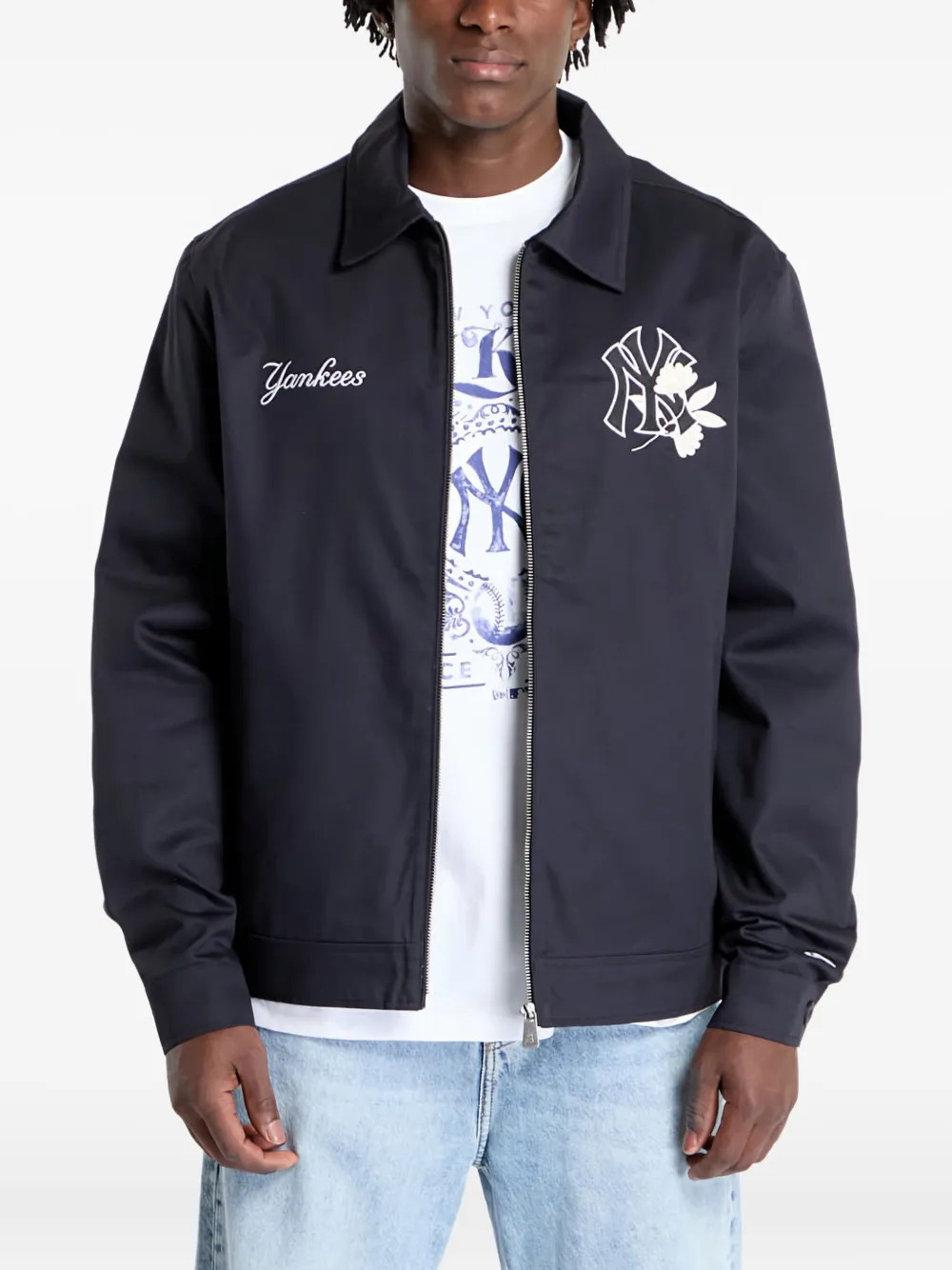New Era New York Yankees Logo-embroidered Shirt Jacket In Blue