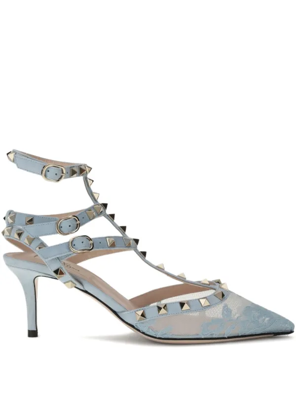 Valentino Garavani 80mm Rockstud Heeled Pumps Blue