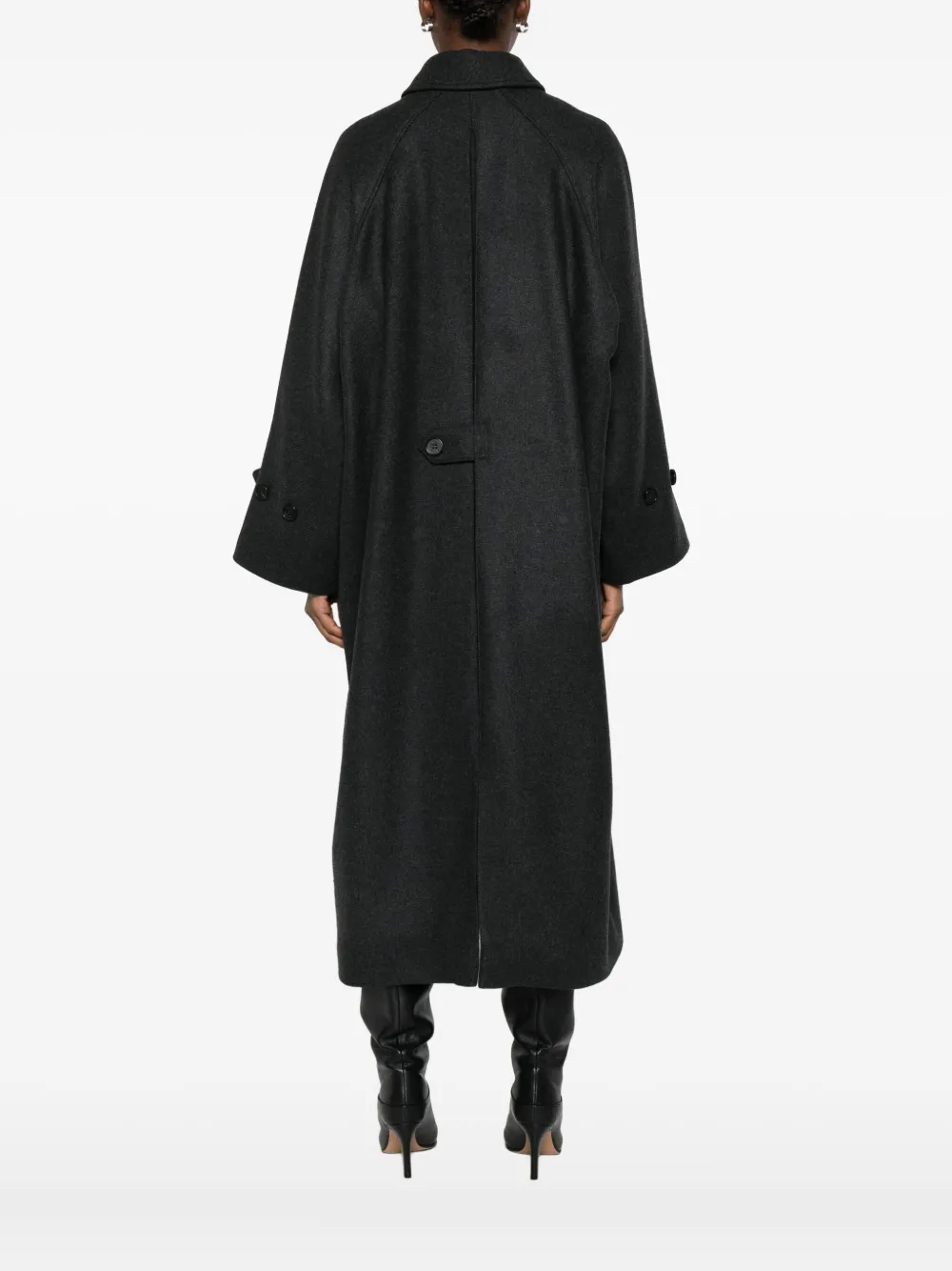 Mark Kenly Domino Tan Raglan-sleeve Single-breasted Coat In Black