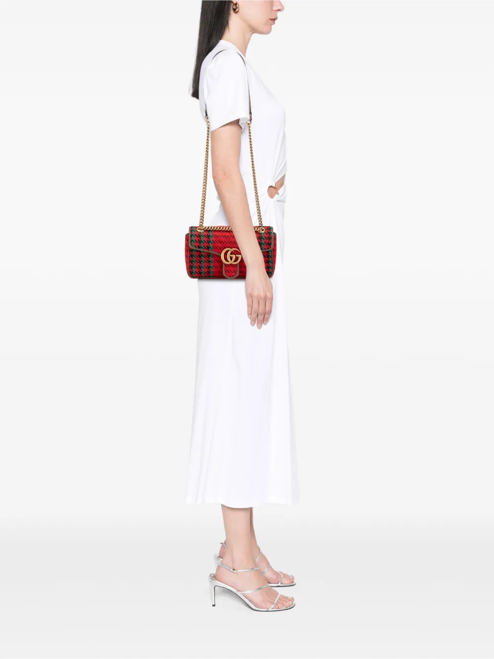 Gucci Pre-Owned 2016-2025 Small GG Marmont Houndstooth Tweed Flap crossbody bag | Pre-Owned | Image 2